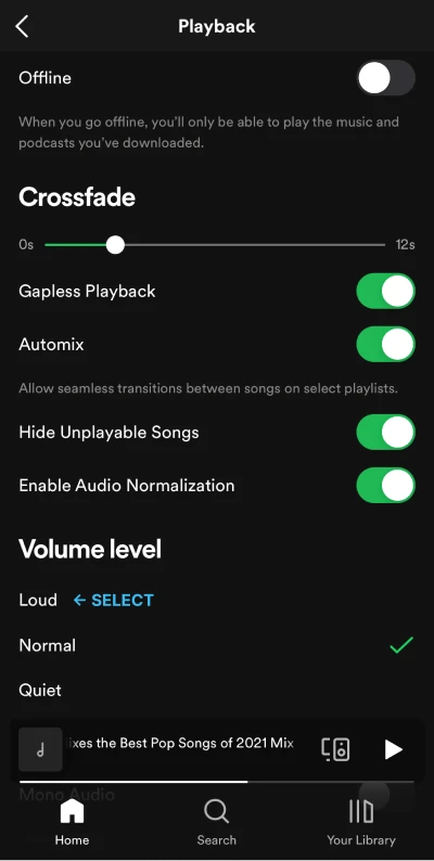 Adjusting playback volume level
