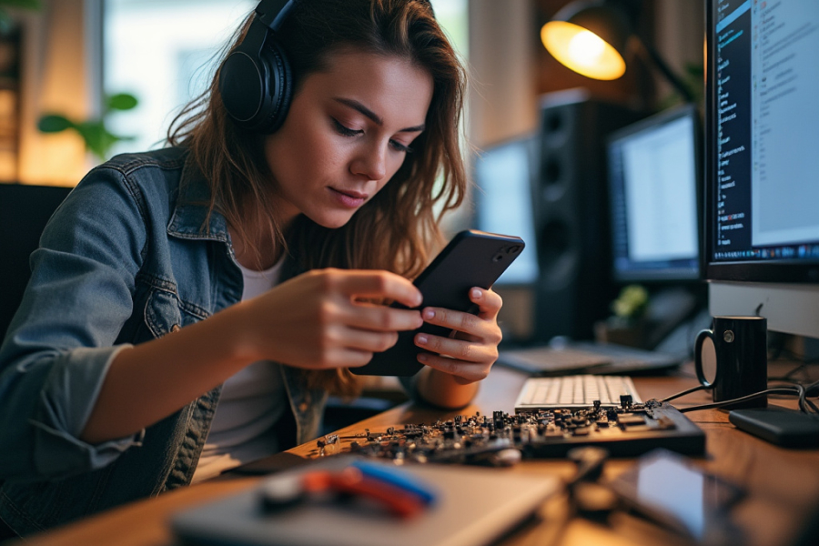 Tech Using Headphones